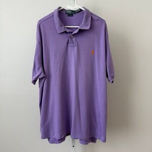 Polo Ralph Lauren sz XXL Custom Fit Purple‎ Polo Shirt Orange Pony Preppy